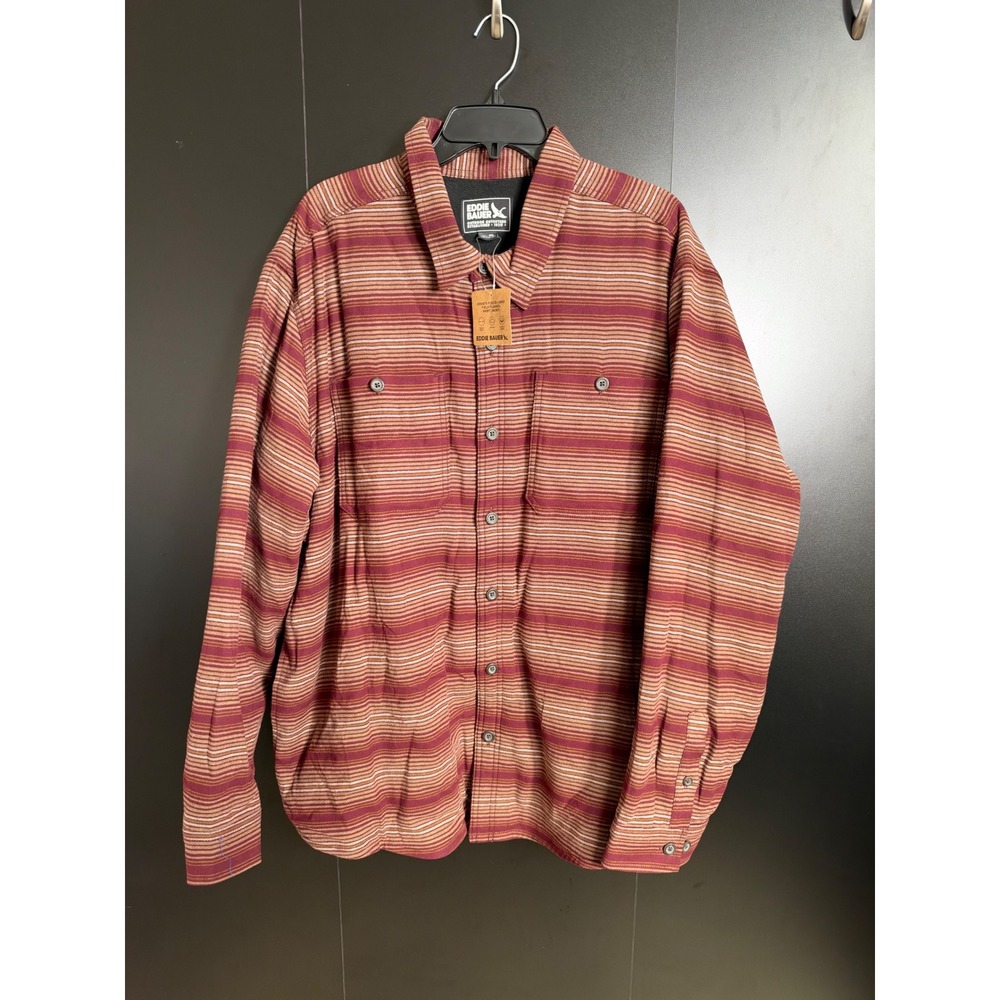 Eddie Bauer Fleece Lined Field Flannel Shirt Jacket Mens 2XL Red NWT